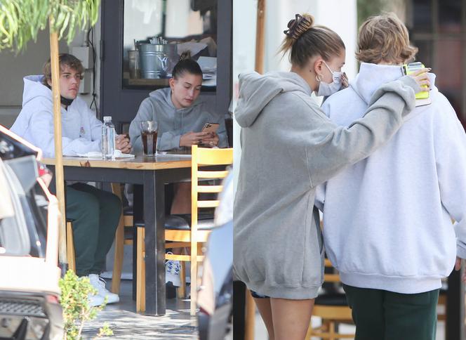 Justin Bieber i Hailey Bieber na śniadaniu