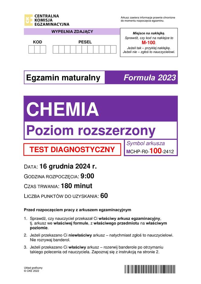 Matura próbna 2025 chemia rozszerzona arkusze CKE