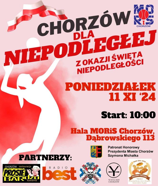 Narodowe Święto Niepodległości w Chorzowie. Miejskie uroczystości, koncert i turniej sportowy