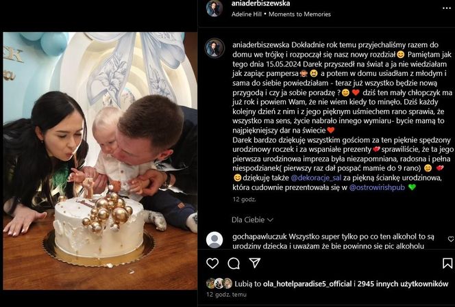 Roczek synka Anny Derbiszewskiej 