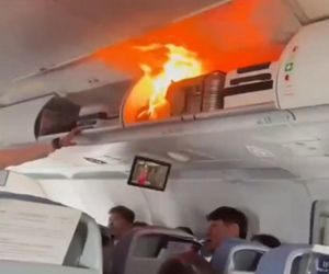 Pożar w samolocie pełnym ludzi! Płomienie buchały tuż nad głowami