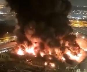 Potężny pożar pod Moskwą. Płonie centrum handlowe [NAGRANIA]