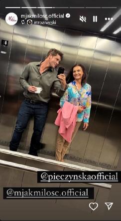 M jak miłość na planie. Marcin (Mikołaj Roznerski), Aleksandra (Małgorzata Pieczyńska)