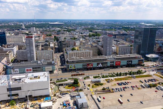 Przyszły plac Centralny i tunel pod ul. Złotą w 2023 r.