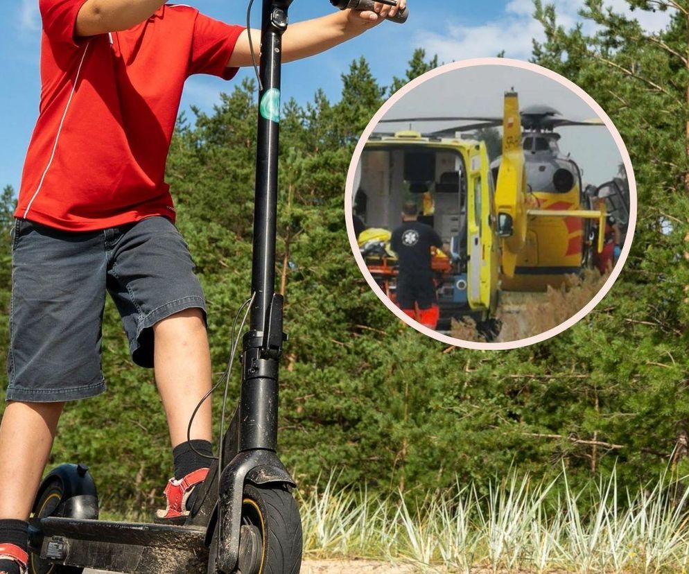 Wypadek na hulajnodze elektrycznej. Pomoc wezwał tata 12-latka, lądował LPR