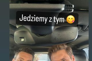 	M jak miłość. Marcin (Mikołaj Roznerski), Jakub Karski (Krzysztof Kwiatkowski) na planie pod koniec sierpnia