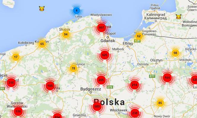 Mapa pokazuje, gdzie w Polsce łapie się pokemony