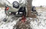 Potworny wypadek w Rozprzy! Auto 19-latki owinęło się wokół drzewa