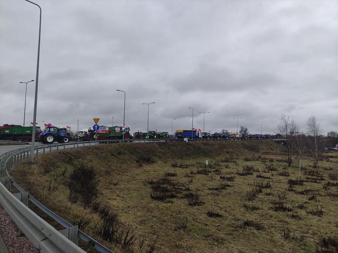 Protest rolników w Elblągu na S7