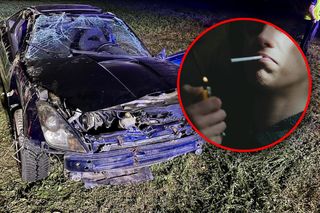 Próbował zapalić papierosa za kierownicą. Auto wylądowało w rowie