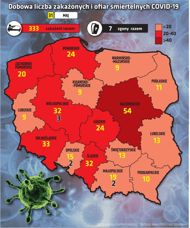 koronawirus w Polsce województwa 31 5 2021