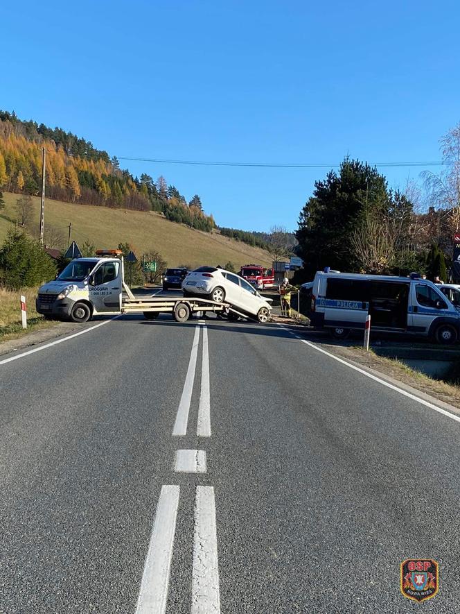 Roztoka Wielka. Osobówka wylądowała w rowie po zderzeniu z busem. Trzy osoby w szpitalu