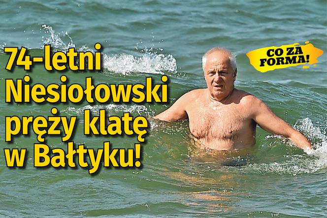 74-letni Niesiołowski pręży klatę w Bałtyku!