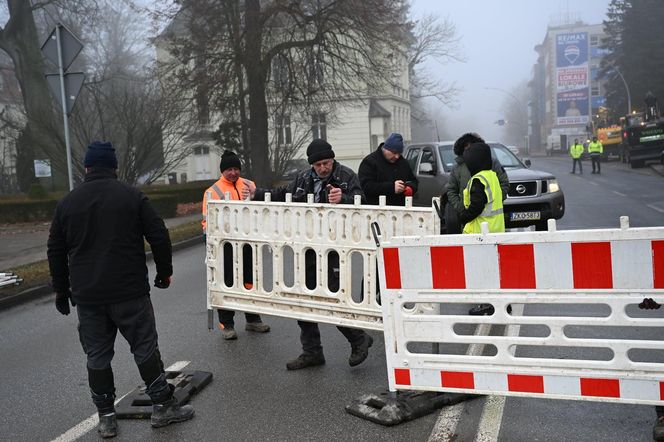 Ulica Zwycięstwa w Koszalinie zamknięta