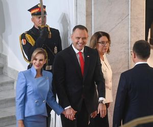 Marta Nawrocka cała na niebiesko zachwyciła w Sejmie  