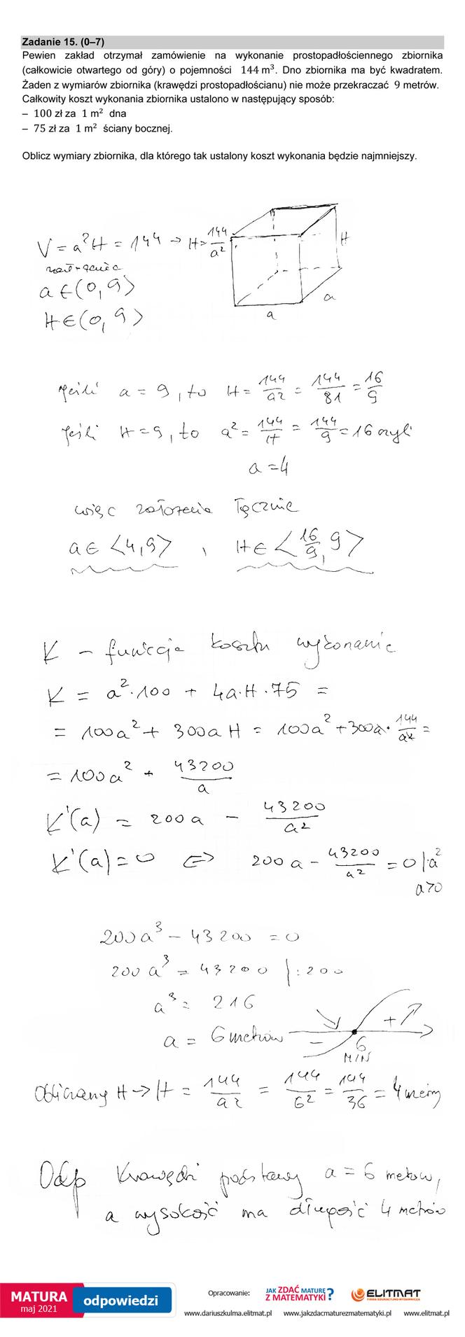 Matura 2021: Matematyka, poziom rozszerzony. Rozwiązania zadań i odpowiedzi od nauczyciela matematyki