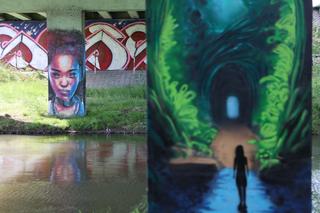 Zjawiskowe murale na filarach mostu przy Bystrzycy w Lublinie