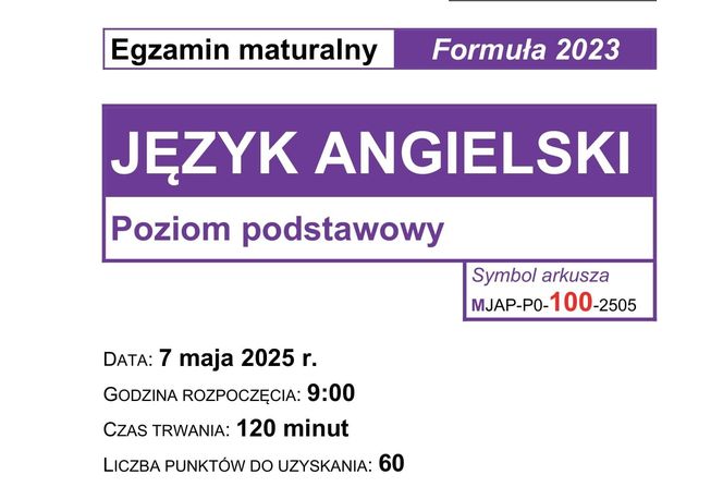 Matura 2025 - angielski.