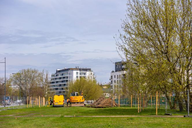 Budowa Skweru Krasińskiego na Żoliborzu w Warszawie