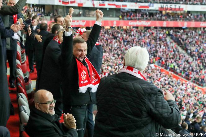 Prezydent Andrzej Duda na meczu Polska - Czarnogóra