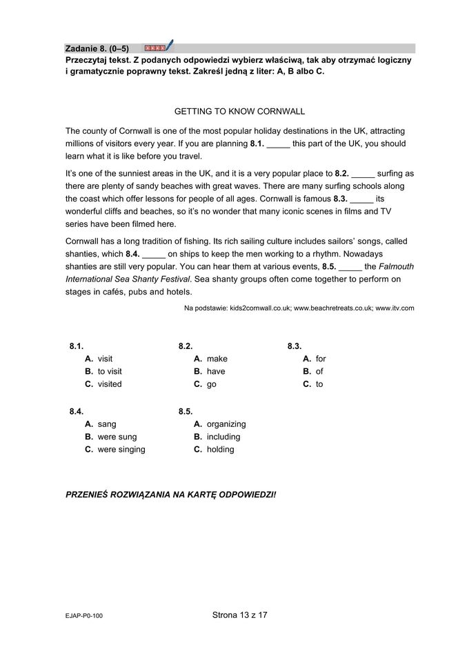 Matura 2025: angielski 7.05.2025. Arkusze CKE, poziom podstawowy [Formuła 2015]