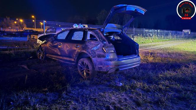 Kierujący samochodem Audi stracił panowanie nad pojazdem i zjechał z drogi na pobocze 