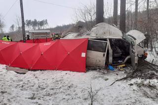 Śmiertelny wypadek w Lidzbarku. Bus uderzył w drzewo. Nie żyje młoda kobieta