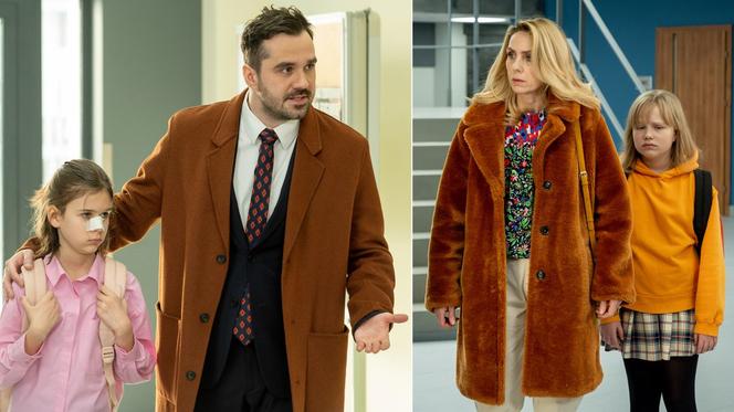 Barwy szczęścia odc. 2667. Malwina (Joanna Gleń), Emilka (Jessica Frankiewicz), ojciec Aliny (Jakub Krawczyk), Alina (Iga Czechowicz)