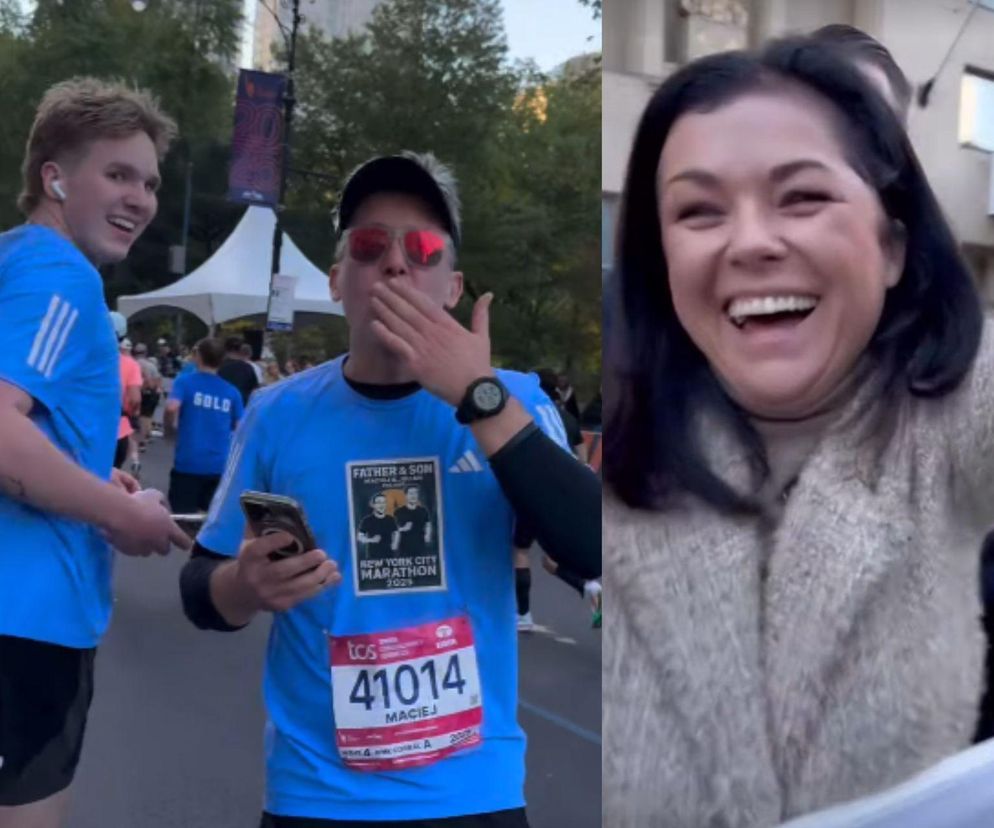 Katarzyna cichopek dopinguje męża na Maratonie Nowojorskim