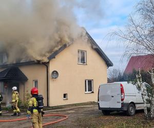 Pożar domu w powiecie toruńskim! Na miejscu aż 11 zastępów straży pożarnej [ZDJĘCIA]