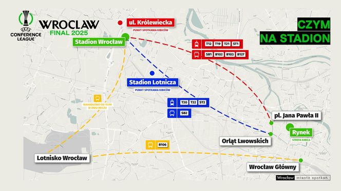Finał Ligi Konferencji Europy 2025 we Wrocławiu - zmiany w organizacji ruchu