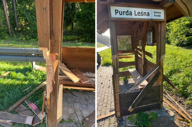 Wandale zniszczyli drewniane przystanki autobusowe