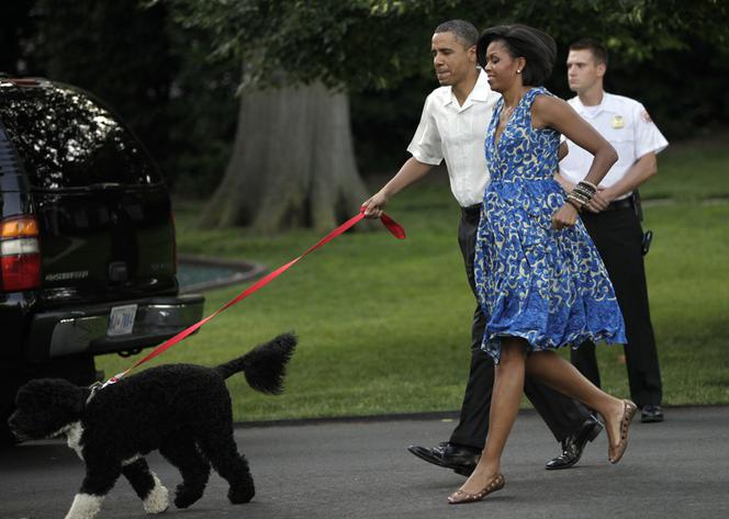 Barack Obama z rodziną i z psem
