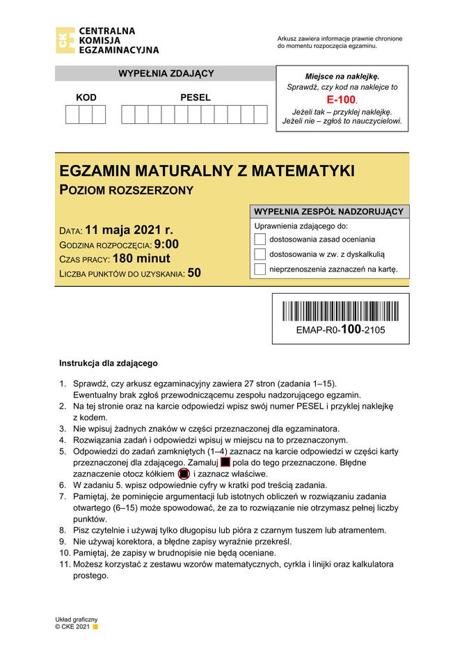 Matura 2021: Matematyka rozszerzona. Odpowiedzi i arkusze sprawdzisz tutaj