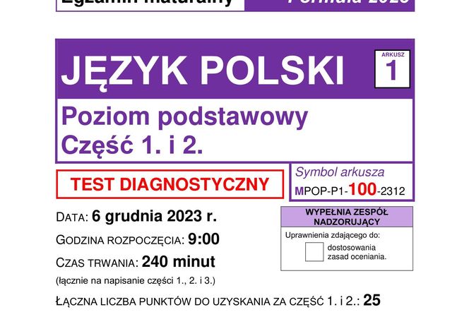 Matura próbna 2024: polski. Arkusze CKE i odpowiedzi. Poziom podstawowy [Formuła 2023]