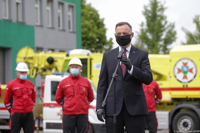 Wybory 2020. Prezydent Andrzej Duda w Bytomiu. Odwiedził ratowników górniczych [ZDJĘCIA]