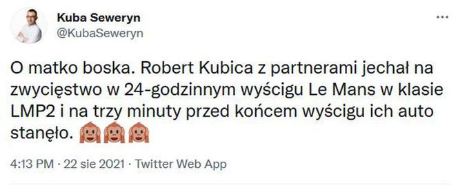 Tak internauci zareagowali na dramat Kubicy w Le Mans 24h