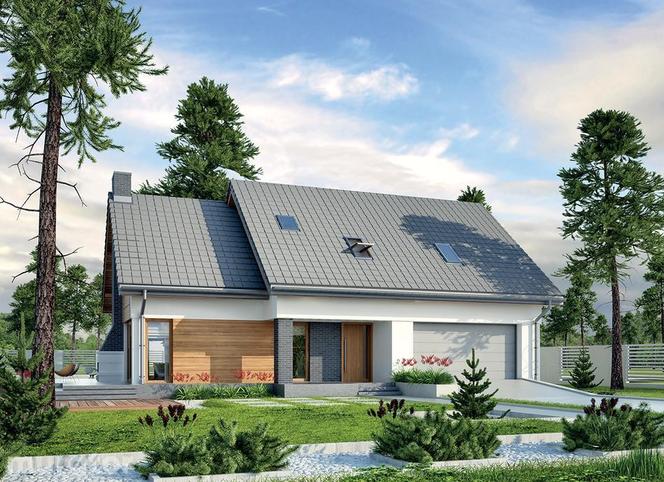 Projekt domu M210 Jasna przestrzeń z katalogu Muratora - wizualizacje, plany, rysunek, aranżacje