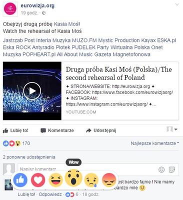 Facebook - reakcje w komentarzach