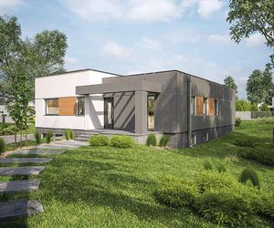 C340a Powściągliwy – wariant I to połączenie dwóch przenikających się prostopadłościennych brył