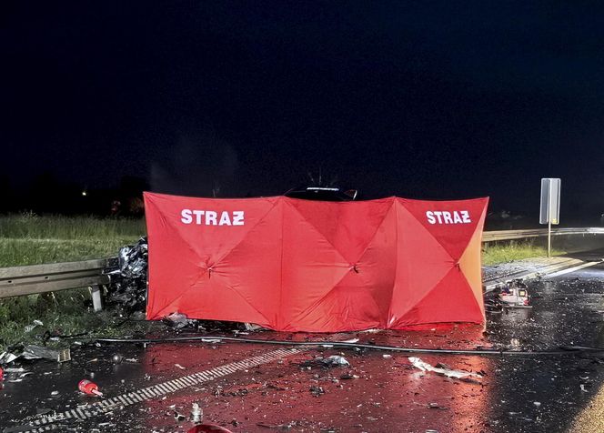 Śmiertelny wypadek pod Kutnem. 28-latek z BMW zderzył się z dwoma pojazdami [ZDJĘCIA].