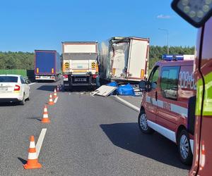 Zderzenie dwóch ciężarówek na S10 w Zielonce. Dwie osoby ranne [ZDJĘCIA]