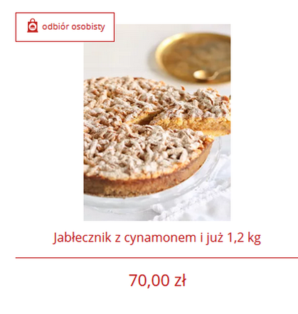 Jabłecznik jest o 10 zł droższy od mazurka i kosztuje 70 złotych