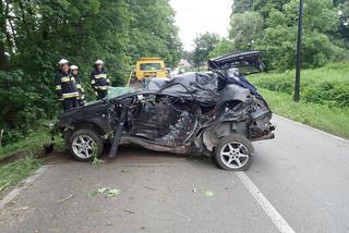 Audi A3 roztrzaskane na drzewach. 12-latek i 21-latek w ciężkim stanie