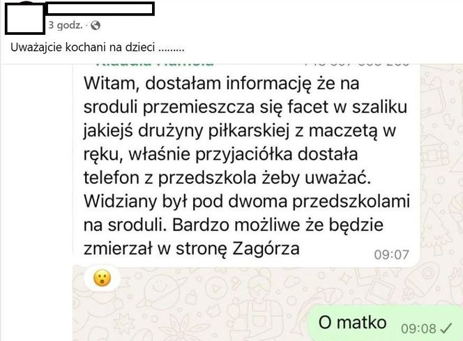 Niepokojące doniesienia mieszkańców Sosnowca: "Facet w barwach klubowych z maczetą". Oświadczenie policji