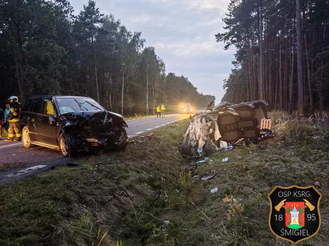 Wypadek na trasie Nietążkowo - Podśmigiel. Ranne cztery osoby