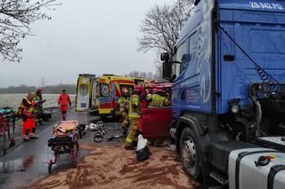 Makabryczny wypadek w Przęsocinie. Dwie osoby nie żyją po zderzeniu tira z busem [ZDJĘCIA]
