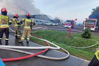 Pożar w magazynie firmy spożywczej. Słup ognia i dymu widać z daleka. 200 strażaków walczy z płomieniami
