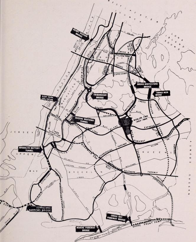 Mapa wydziału ratusza Nowego Jorku, odpowiadającego za parki, z 1964 roku