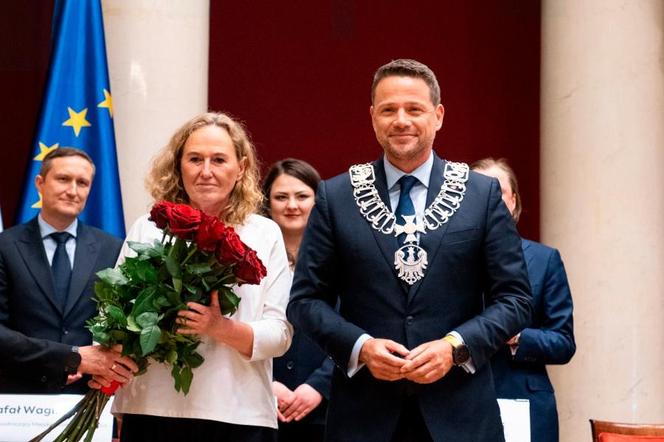 Prezydent Warszawy Rafał Trzaskowski  i przewodnicząca Rady Warszawy Ewa Malinowska-Grupińska